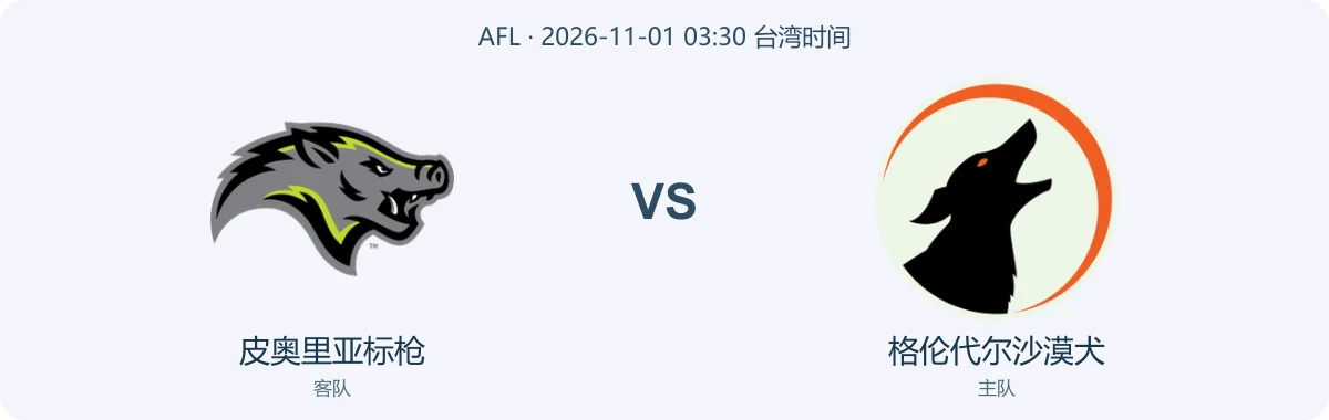 皮奥里亚标枪与格伦代尔沙漠犬队徽对阵图