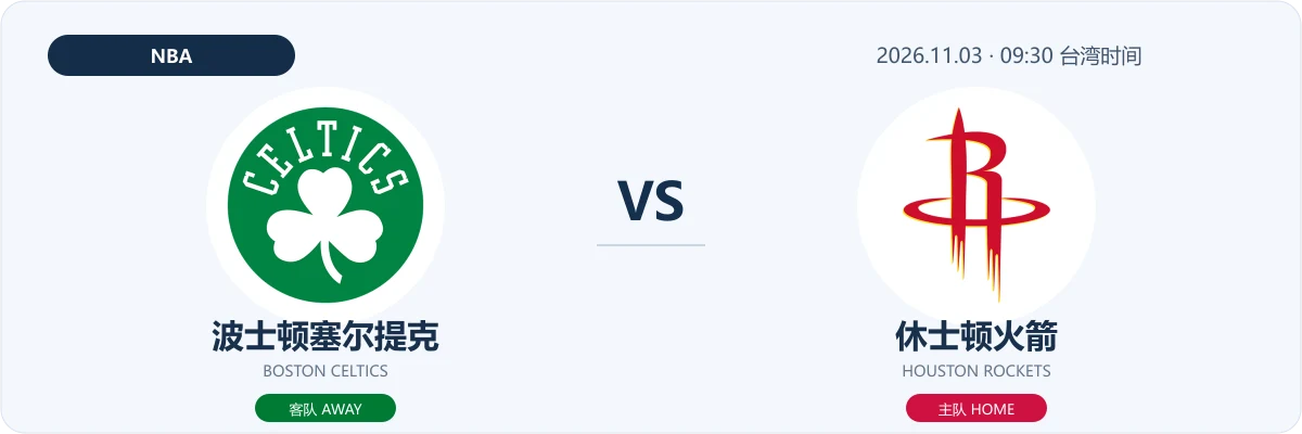 波士顿塞尔提克 VS 休士顿火箭 球队Logo对阵图